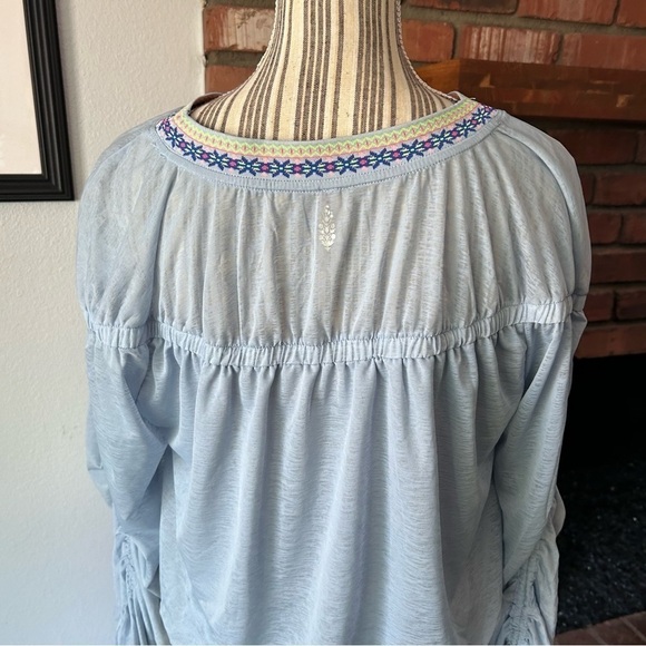 Free People Movement Sun Blissed Long Sleeve Cropped Top Balloon Sleeves Sz S - Picture 8 of 9